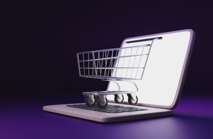 Shoppingvagn och dator